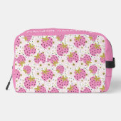 Trousse De Toilette Nom personnalisé Motif de fraises roses (Verso)