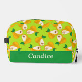 Trousse De Toilette Nom personnalisé perles orange sur vert (Recto)