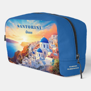 Trousse De Toilette Nom personnalisé Santorin Grèce coucher de soleil