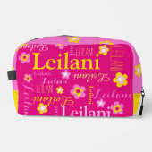 Trousse De Toilette Nom personnalisé typographique fleur rose (Recto)