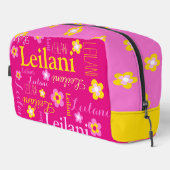 Trousse De Toilette Nom personnalisé typographique fleur rose (Coin droit)