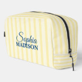 Trousse De Toilette Nom Script Rayure Jaune Vintage (Coin droit)