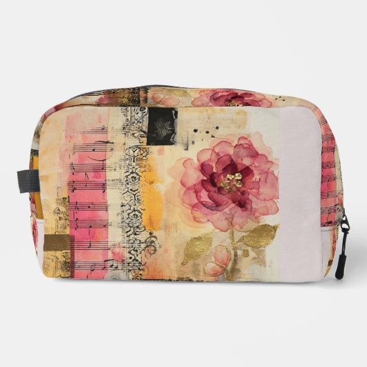 Trousse De Toilette Notes de musique et de fleurs roses (Recto)