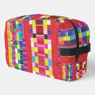 Trousse De Toilette nuances rouges, bandes et pixels colorés