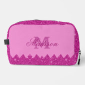 Trousse De Toilette Parties scintillant rose fille zigzag, monogramme, (Recto)