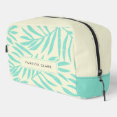 Trousse De Toilette Pastel Blue Boho Abstrait Grunge Palm Feuilles (Coin droit)