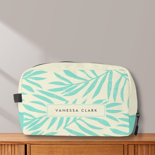 Trousse De Toilette Pastel Blue Boho Abstrait Grunge Palm Feuilles