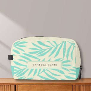 Trousse De Toilette Pastel Blue Boho Abstrait Grunge Palm Feuilles