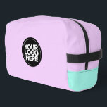 Trousse De Toilette Pastel | Logo et texte personnalisés<br><div class="desc">bleu pastel classique et violet lavande | Logo d'entreprise personnalisé et texte moderne Professionnel imprimé sac à dos</div>