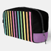 Trousse De Toilette Pastel Rainbow Stripes Motif sur Noir (Coin droit)