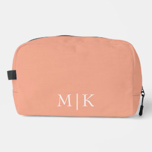 Trousse De Toilette Pêche et blanc   Monogramme moderne