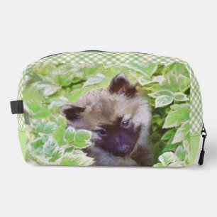 Trousse De Toilette Peinture de Keeshond : Chiot dans le Jardin Œuvre 