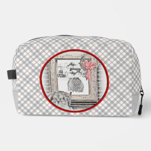 Trousse De Toilette Peinture de Keeshond Noël Hiver Fenêtre Art de Chi