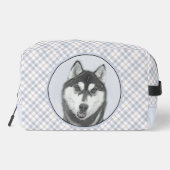 Trousse De Toilette Peinture sibérienne Husky art Chien noir et blanc (Verso)