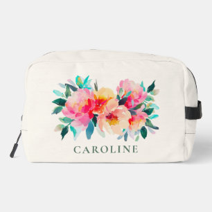Trousse De Toilette Peonie Rose Florale Aquarelle Mariage Personnalisé