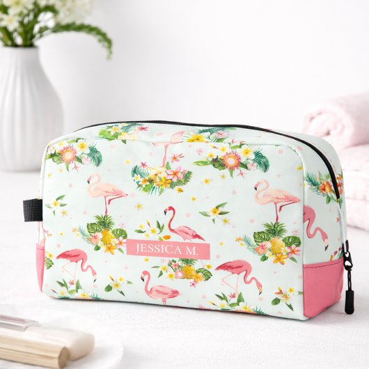 Trousse De Toilette Personalized Tropical Flamingo Pink Beach Vibes