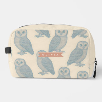 Trousse De Toilette Personalized Vintage Blue Owl Woodland Cottagecore
