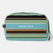 Trousse De Toilette Personnalisé Turquoise Bleu Sage Vert Brown Ivoire (Recto)