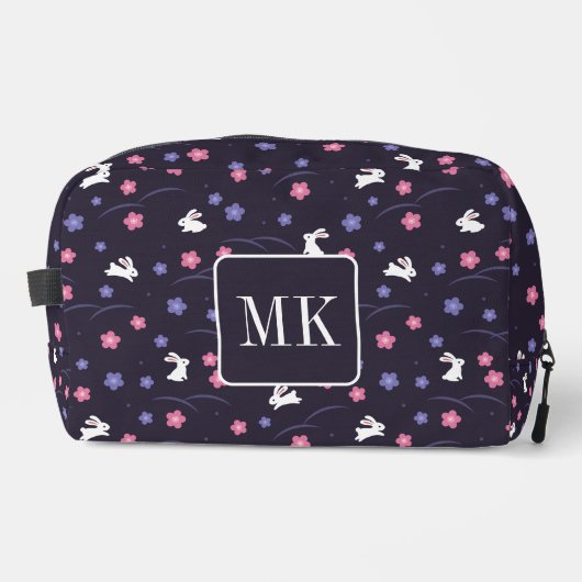 Trousse De Toilette Petit lapin Lapin Motif Monogramme Initiales viole (Recto)