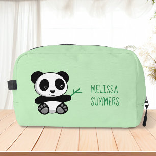 Trousse De Toilette Petit Panda mignonne avec un bâton en bambou vert