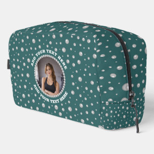 Trousse De Toilette Photo personnalisé avec Cercles de Perles sur Fond