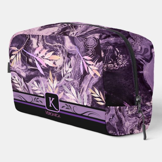 Trousse De Toilette Pierre rose pourpre - Pierre rose - Monogramme mod (Coin droit)