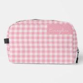 Trousse De Toilette Pink Gingham Pattern Girly Checkered Plaid Name (Recto)