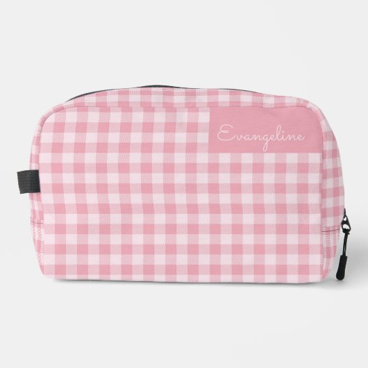 Trousse De Toilette Pink Gingham Pattern Girly Checkered Plaid Name (Recto)