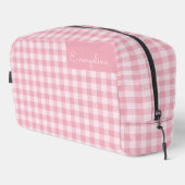Trousse De Toilette Pink Gingham Pattern Girly Checkered Plaid Name (Coin droit)