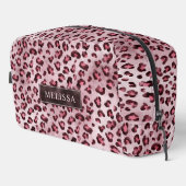 Trousse De Toilette Pink Leopard Animal Print With Faux Foil And Name (Coin droit)