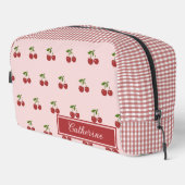 Trousse De Toilette Pink Red Cherry Gingham Pattern Simple Fruit (Coin droit)