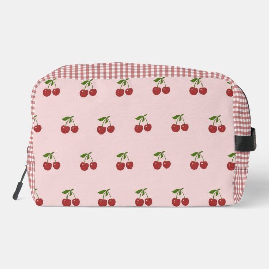 Trousse De Toilette Pink Red Cherry Gingham Pattern Simple Fruit (Verso)