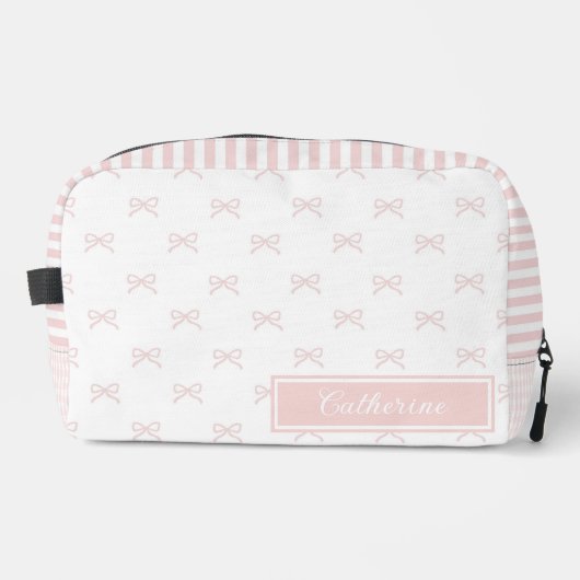 Trousse De Toilette Pink Stripe Bow Pattern Gingham Coquette Cosmetic (Recto)
