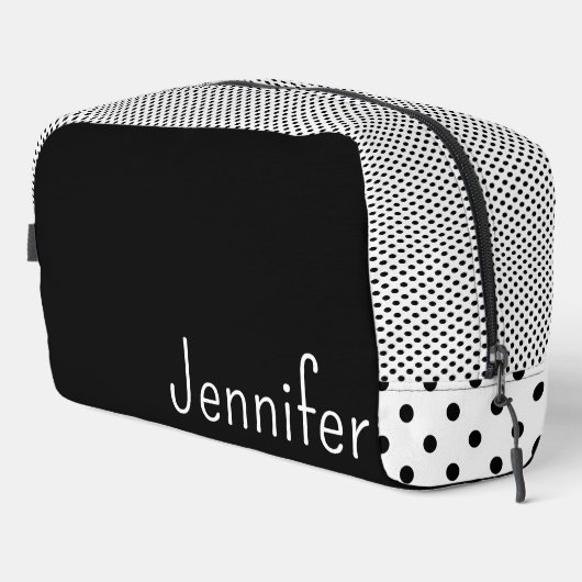 Trousse De Toilette Points de nom simples noir et blanc pointillés (Coin droit)