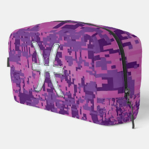 Trousse De Toilette Poissons Zodiac sur Camouflage numérique rose Fuch