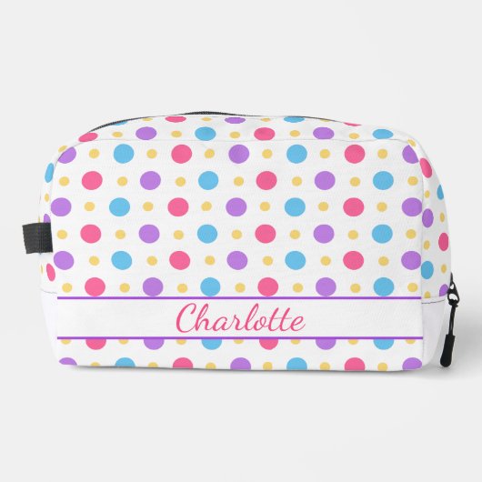Trousse De Toilette Polka Fun Points Rose Violet Bleu (Recto)