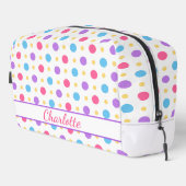 Trousse De Toilette Polka Fun Points Rose Violet Bleu (Coin droit)