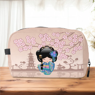 Trousse De Toilette Poupée Keiko Kokeshi - Blue Kimono Geisha Girl