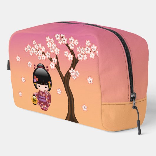 Trousse De Toilette Poupée Sakura Kokeshi - Geisha Girl on Peach (Coin droit)