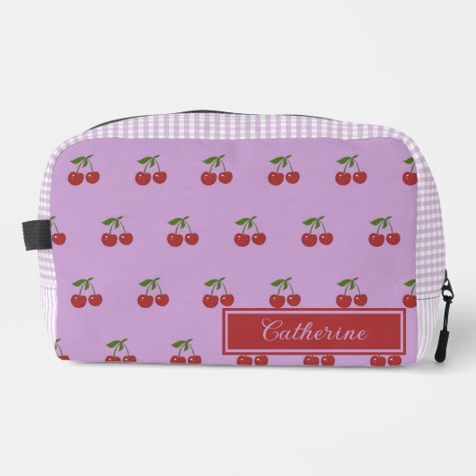 Trousse De Toilette Purple & Red Cherry Gingham Pattern Simple Fruit (Recto)