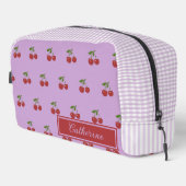 Trousse De Toilette Purple & Red Cherry Gingham Pattern Simple Fruit (Coin droit)