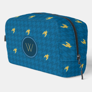 Trousse De Toilette Rayé de bleu avec accent doré