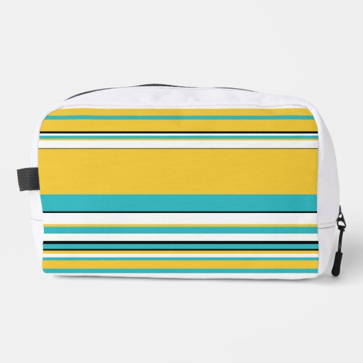 Trousse De Toilette Rayures complexes - Turquoise et Jaune (Recto)
