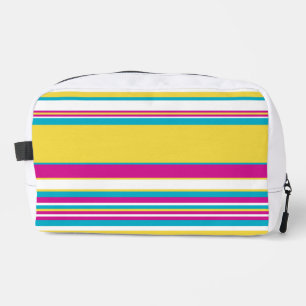 Trousse De Toilette Rayures complexes - Turquoise, Jaune, Rose et Blan