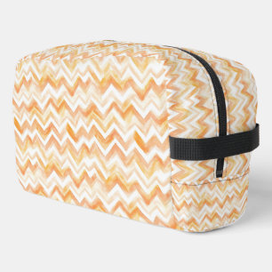 Trousse De Toilette Rayures en zigzag blanches et orange pêche