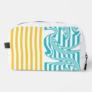 Trousse De Toilette Rayures et Tourbillons en Turquoise et Jaune