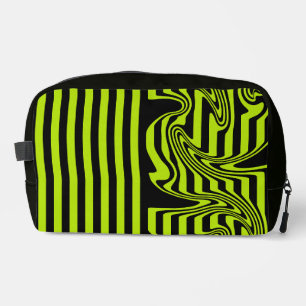 Trousse De Toilette Rayures et Tourbillons - Vert Citron et Noir