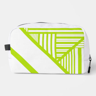 Trousse De Toilette Rayures triangulaires en vert citron et blanc