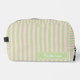Trousse De Toilette Rayures Vertes et Roses Abstrait Rétro