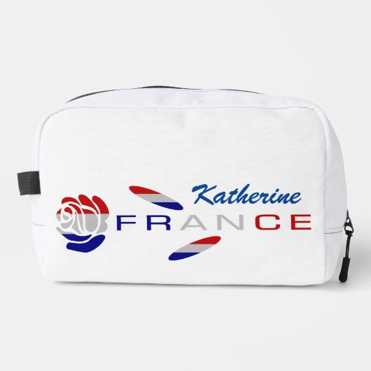 Trousse De Toilette Rose du drapeau français personnalisé (Recto)
